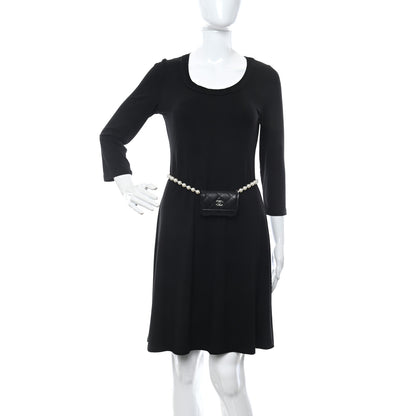 Chanel Lambskin Quilted Pearl Chain Belt Bag Black 2 of 11