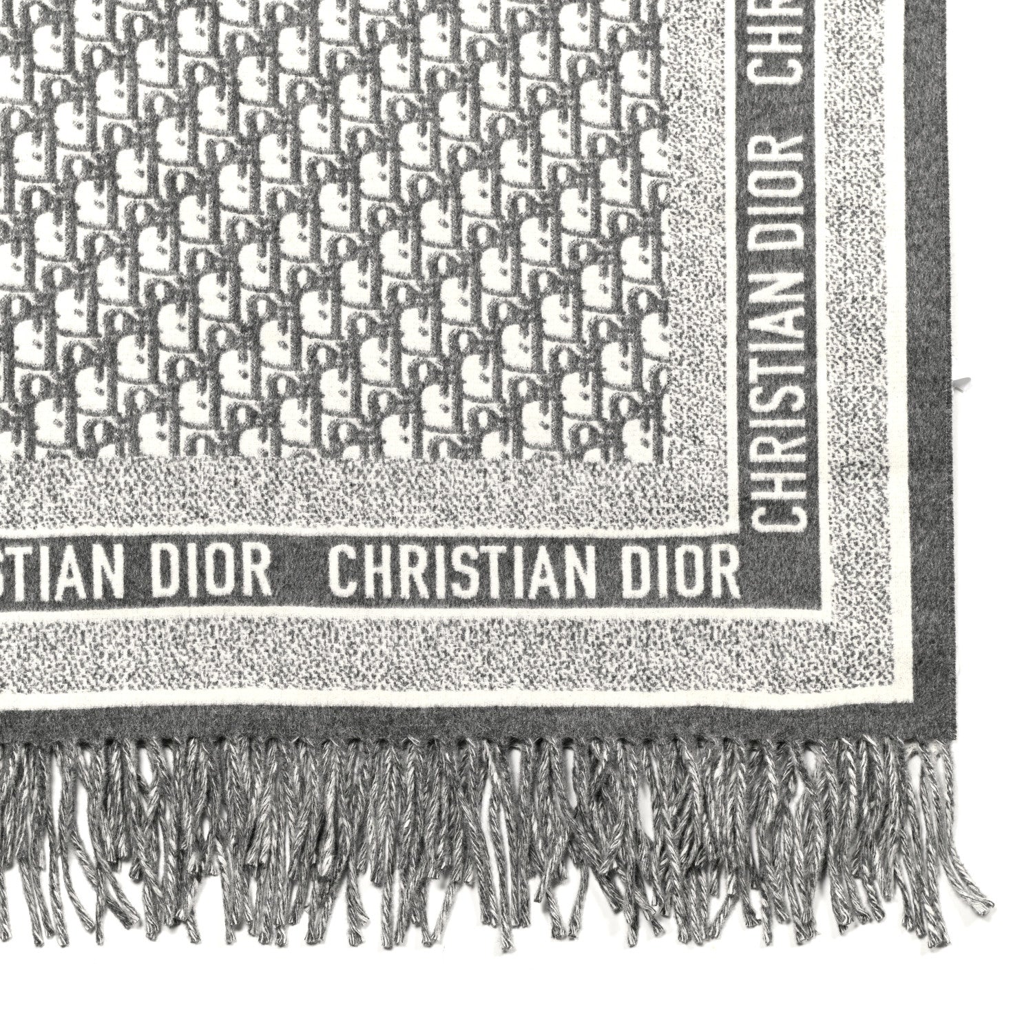 Christian Dior Wool Angora Oblique Throw Blanket Grey 3 of 4