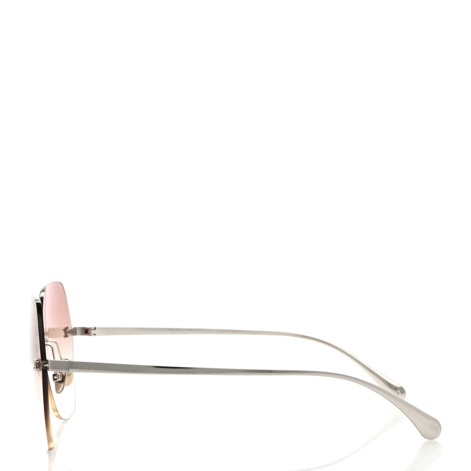 Chanel Titanium Rimless Square Sunglasses 4271-T Silver Brown 3 of 8