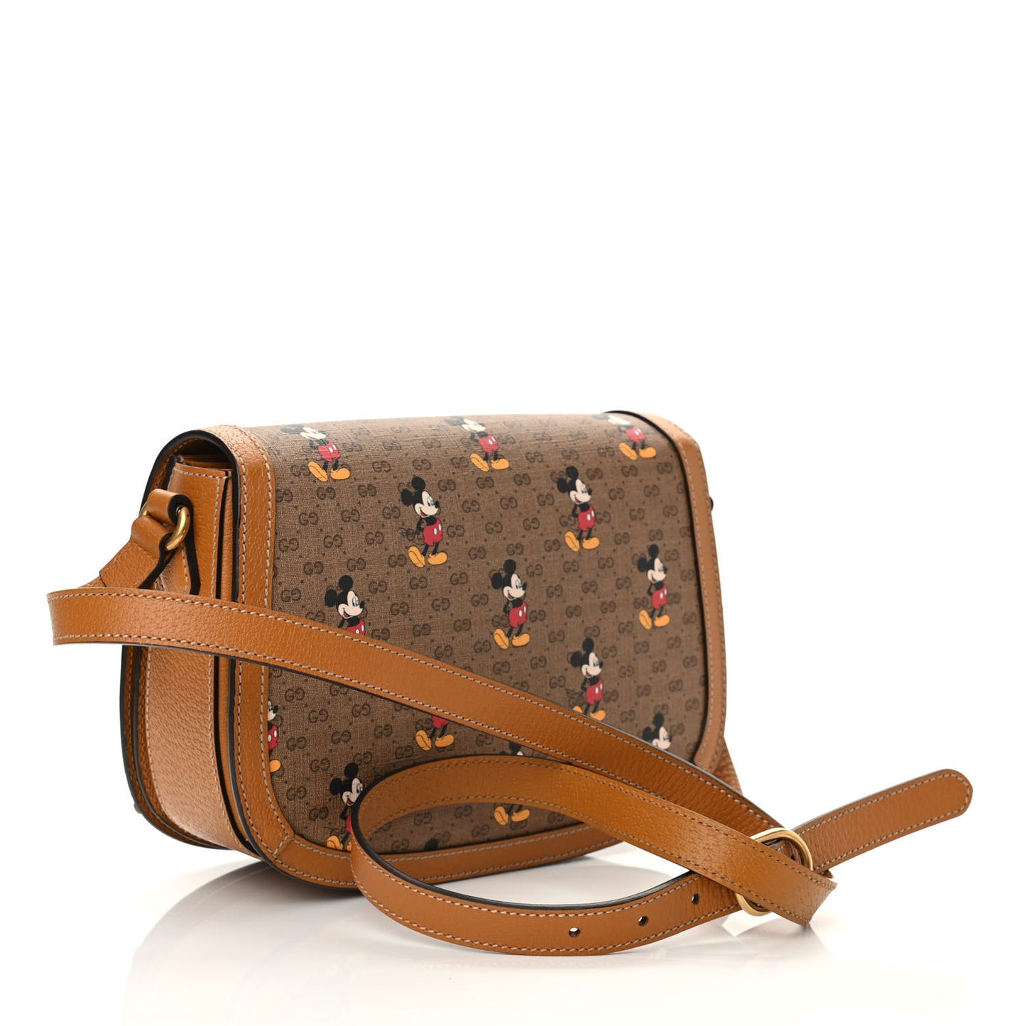 X DISNEY Mini Vintage GG Supreme Monogram Mickey Mouse Small Flap Messenger Bag Beige Vintage Sun Oil