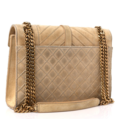 Saint Laurent Suede Mixed Matelasse Triquilt Medium Monogram Envelope Satchel Sea Salt 3 of 14