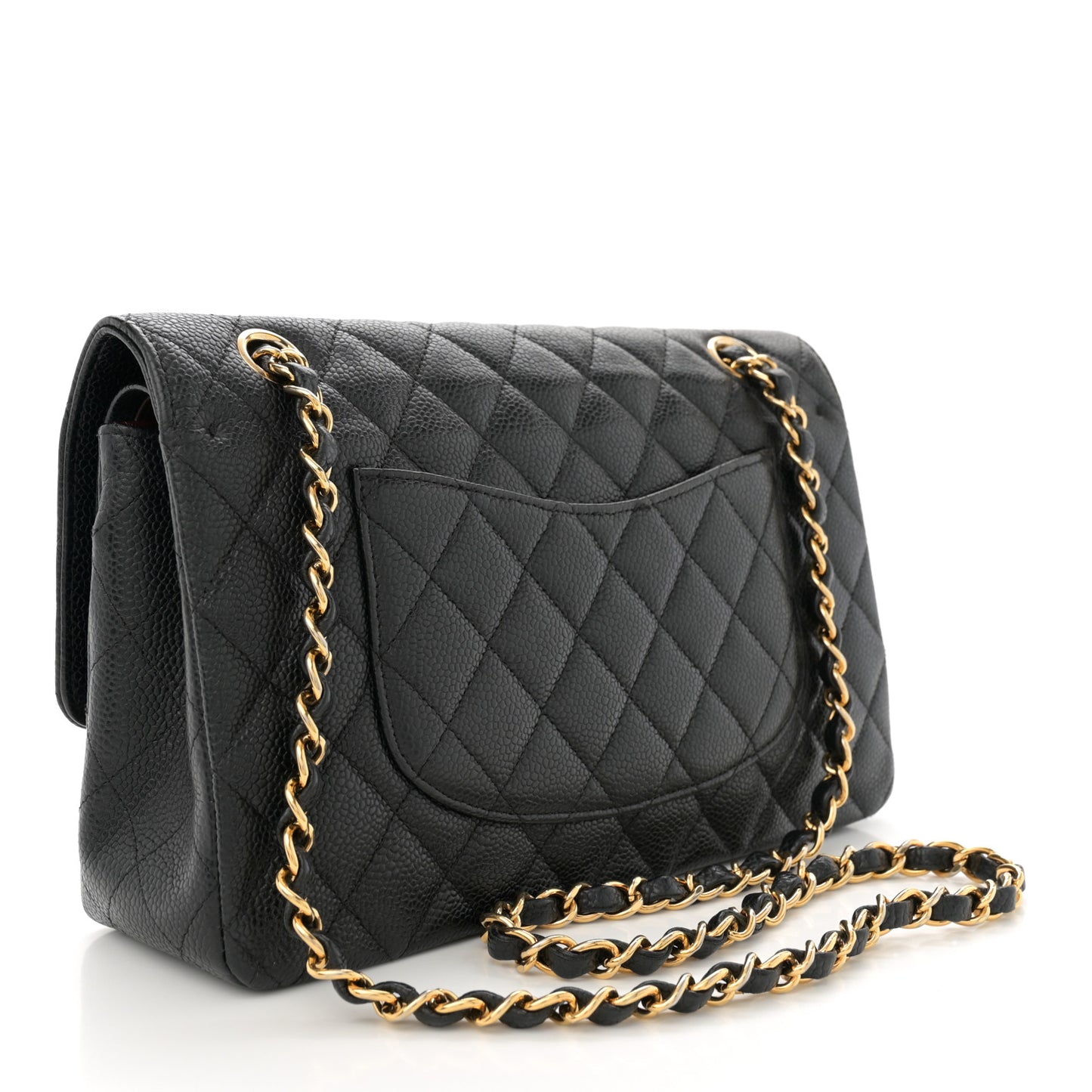 Caviar Quilted Medium Double Flap Black