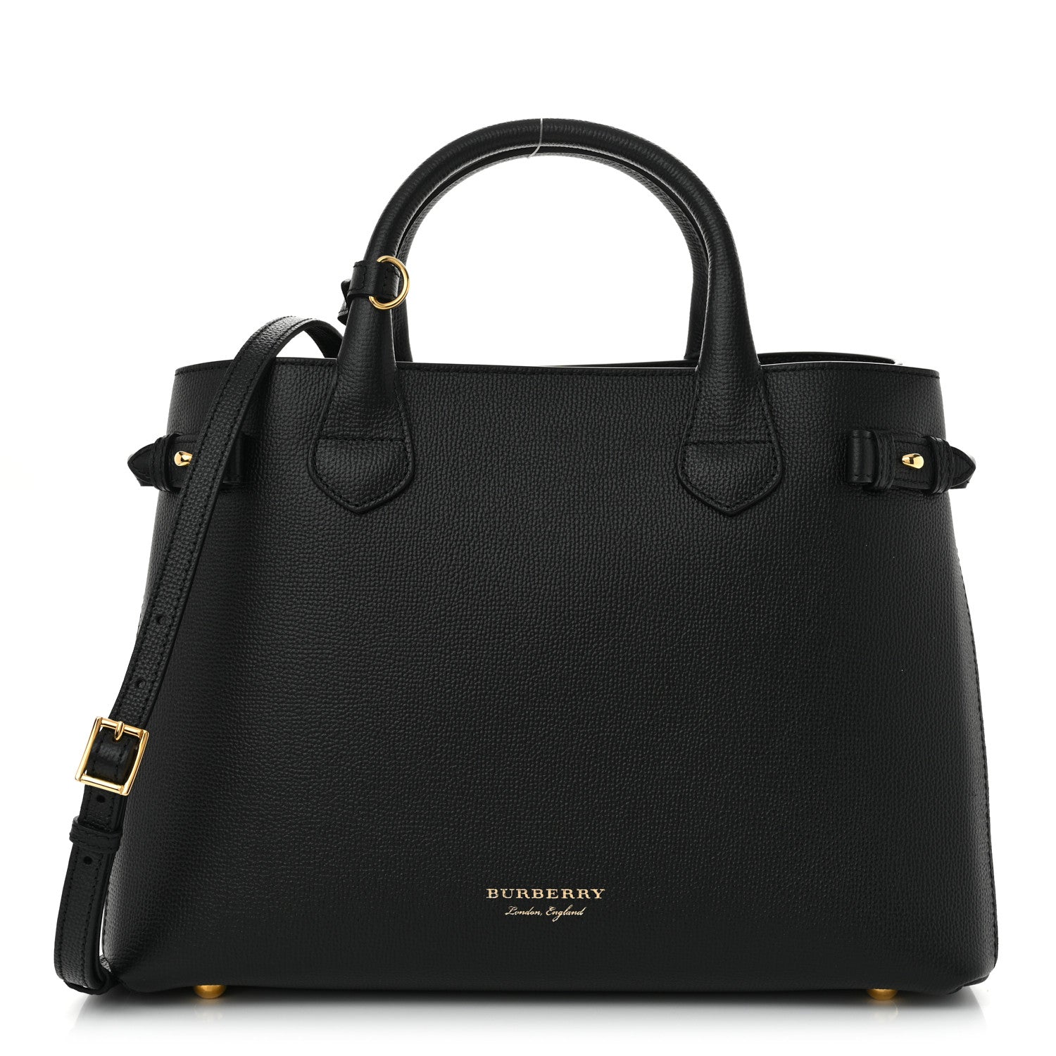 Burberry Derby Calfskin House Check Medium Banner Tote Black 1 of 14