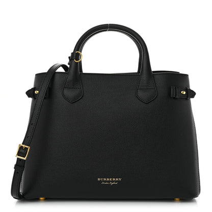 Burberry Derby Calfskin House Check Medium Banner Tote Black 1 of 14