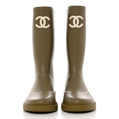 Chanel Caoutchouk CC High Boots 37 Dark Beige 2 of 9