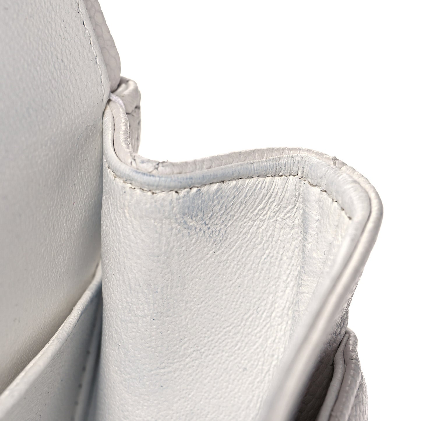 Caviar Quilted Medium Double Flap White