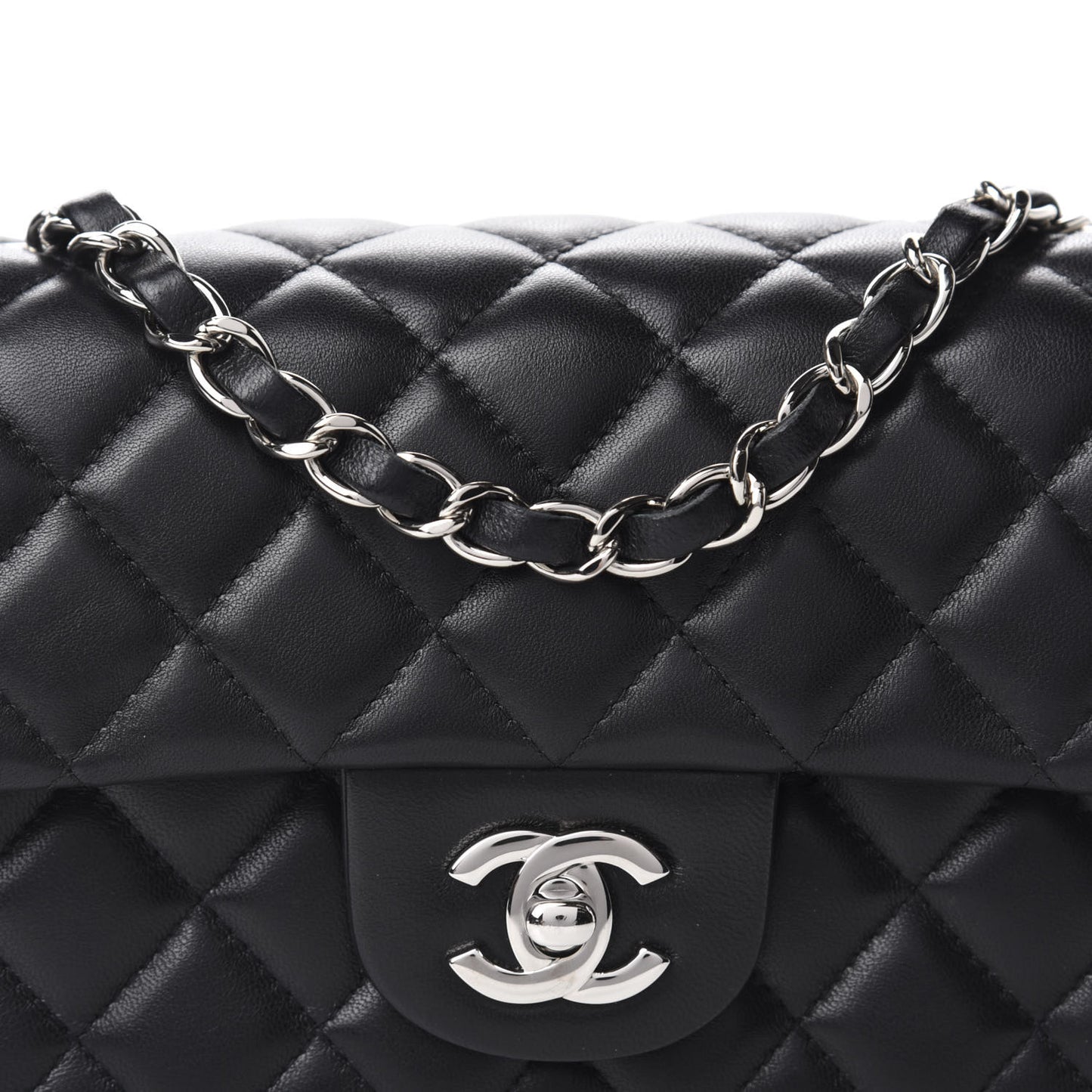 Lambskin Quilted Mini Rectangular Flap Black