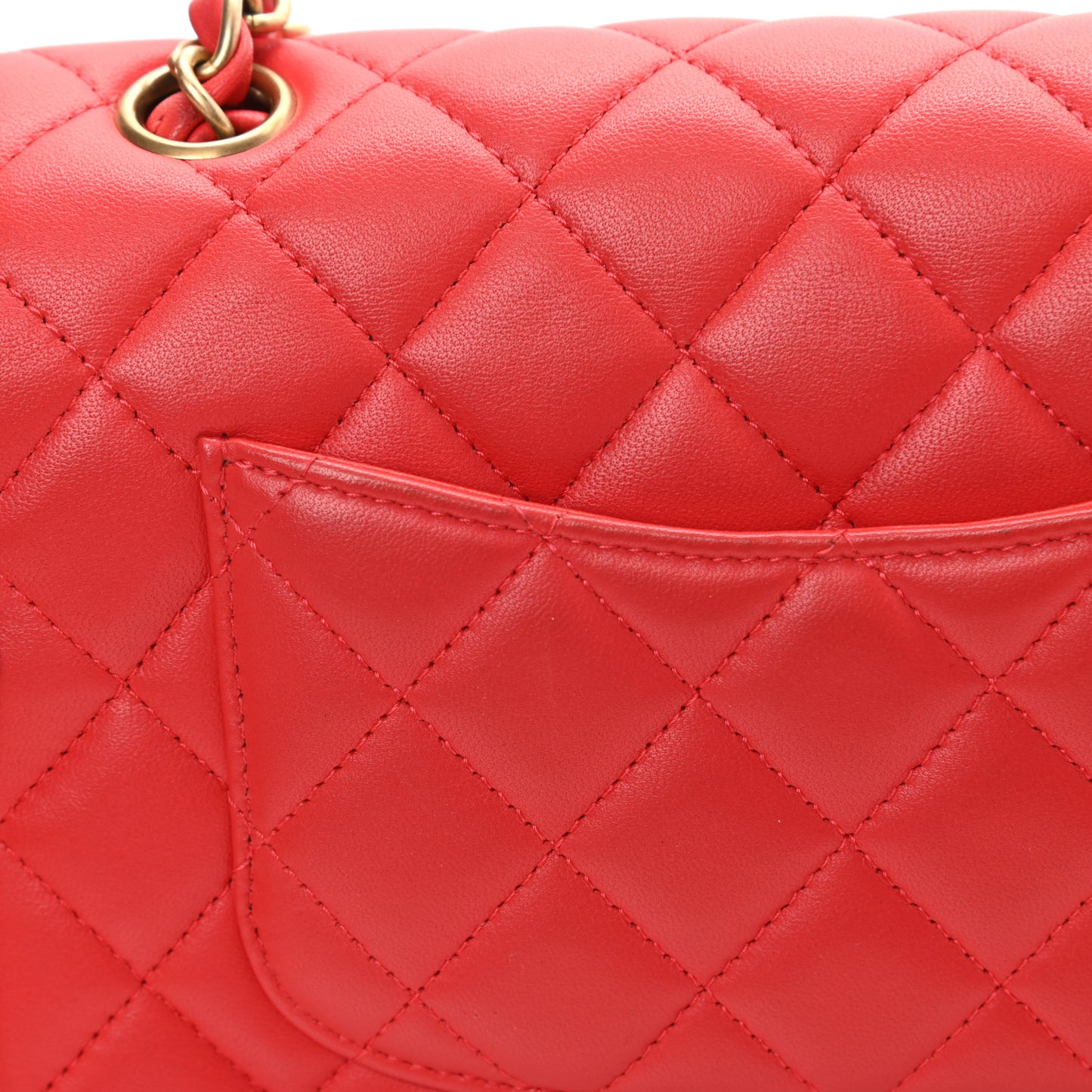 Lambskin Quilted Mini Rectangular Flap Red