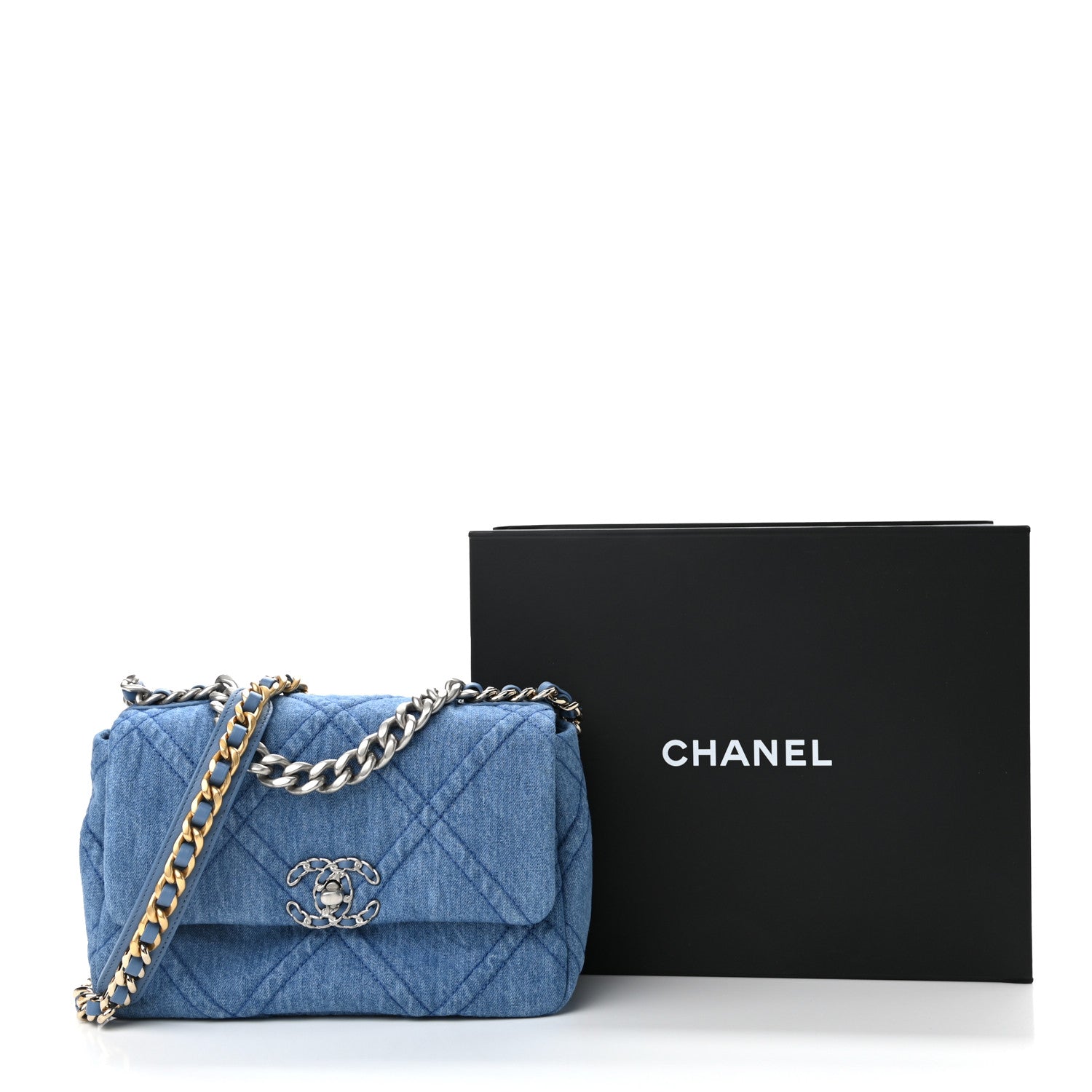 Chanel Denim Quilted Medium Chanel 19 Flap Blue 11 of 11