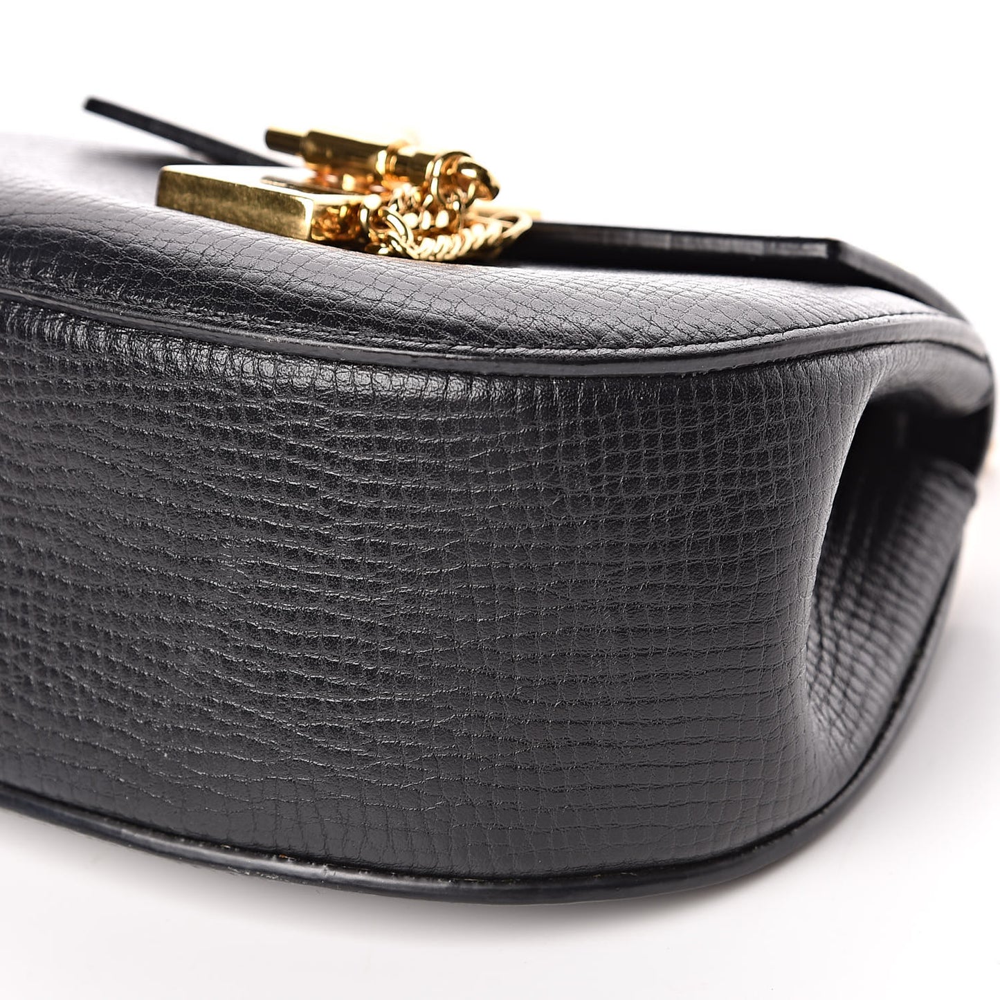 Textured Calfskin Lambskin Nano Drew Shoulder Bag Black