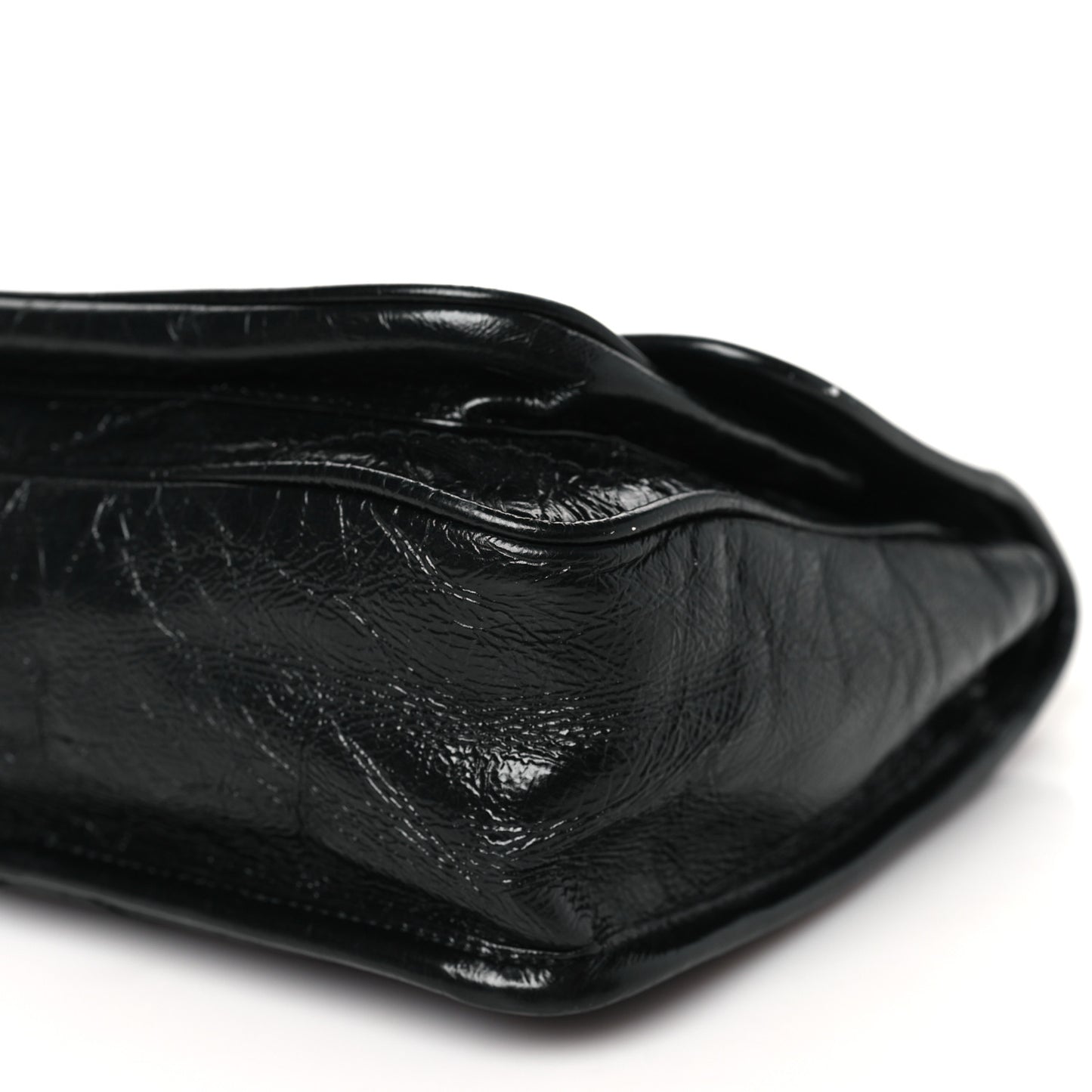 Crinkled Calfskin Matelasse Monogram Baby Niki Chain Satchel Black