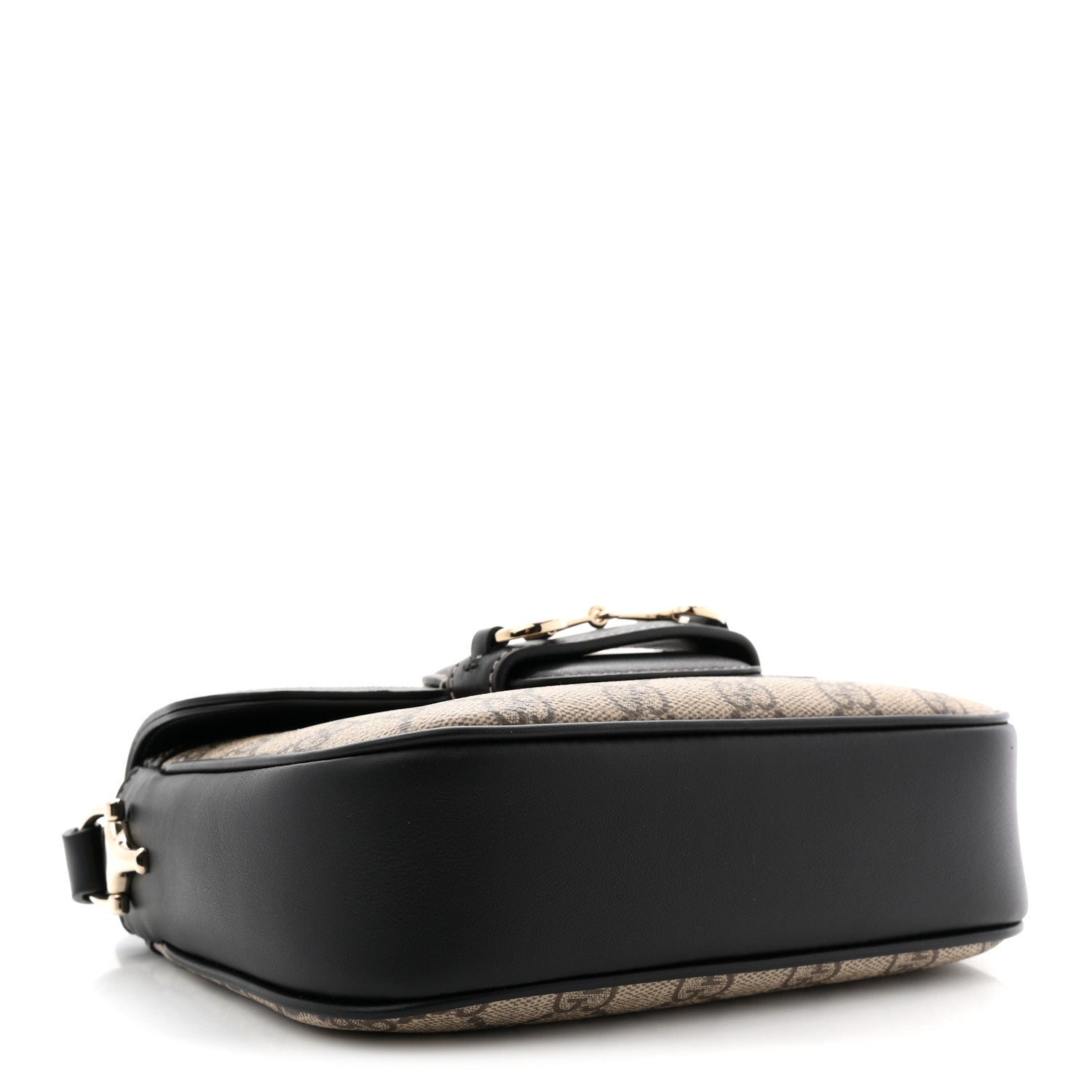 Gucci GG Supreme Monogram Horsebit 1955 Soft Small Shoulder Bag Beige Black 4 of 10