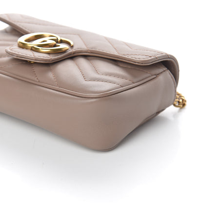 Gucci Calfskin Matelasse Super Mini GG Marmont Shoulder Bag Porcelain Rose 9 of 11