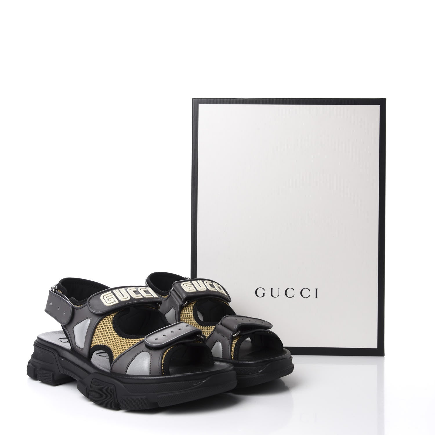 Gucci X SEGA Nappa Mesh Mens Aguru Sandals 9 Loess Black 12 of 12