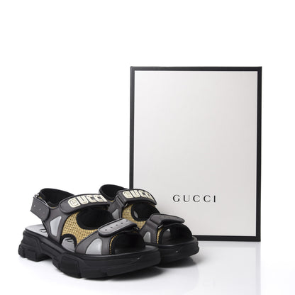 Gucci X SEGA Nappa Mesh Mens Aguru Sandals 9 Loess Black 12 of 12