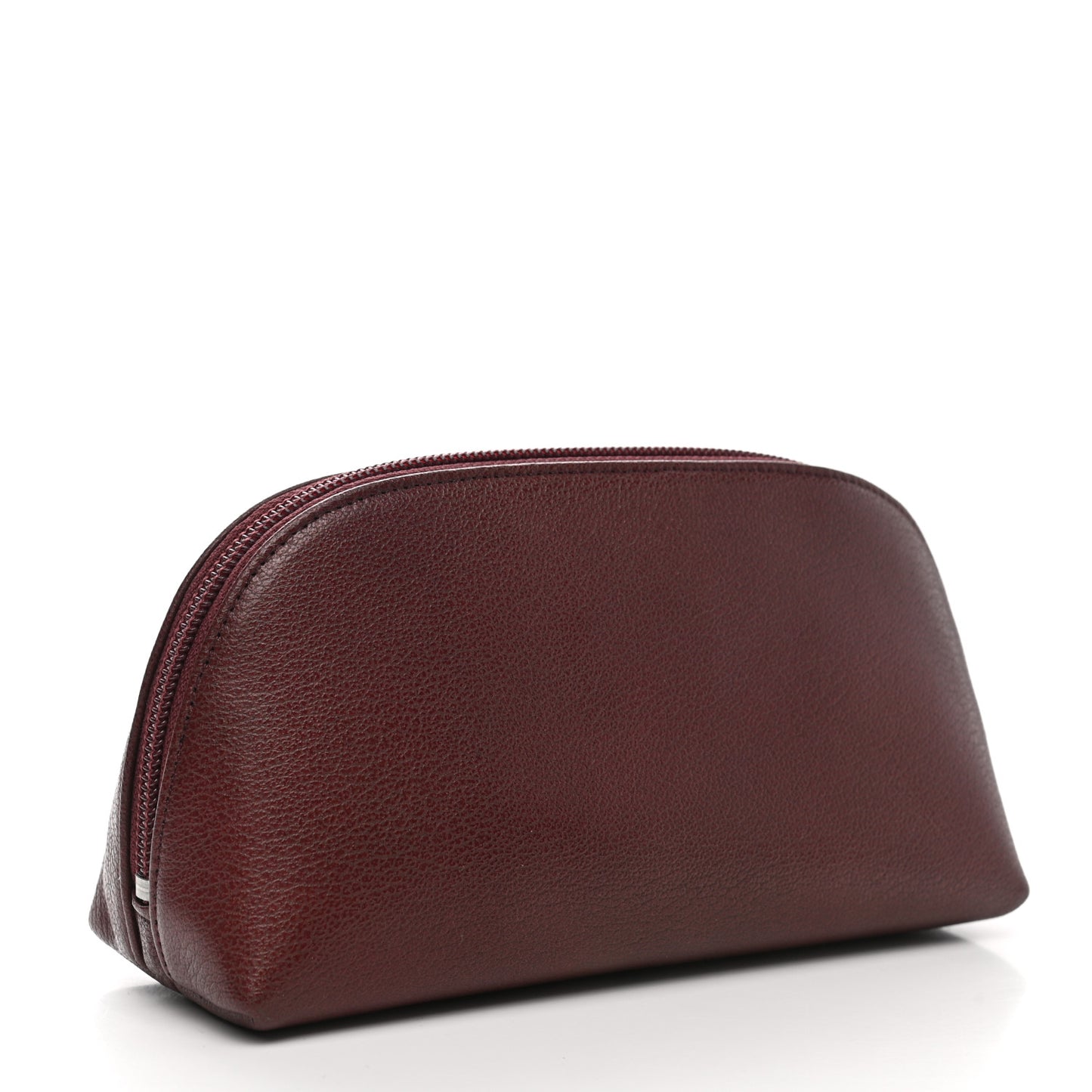 Goatskin Camellia Embossed Cosmetic Case Burgundy