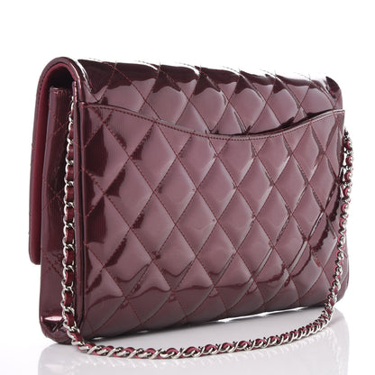 Chanel Striated Patent Quilted Clutch With Chain Flap Bordeaux 3 of 8