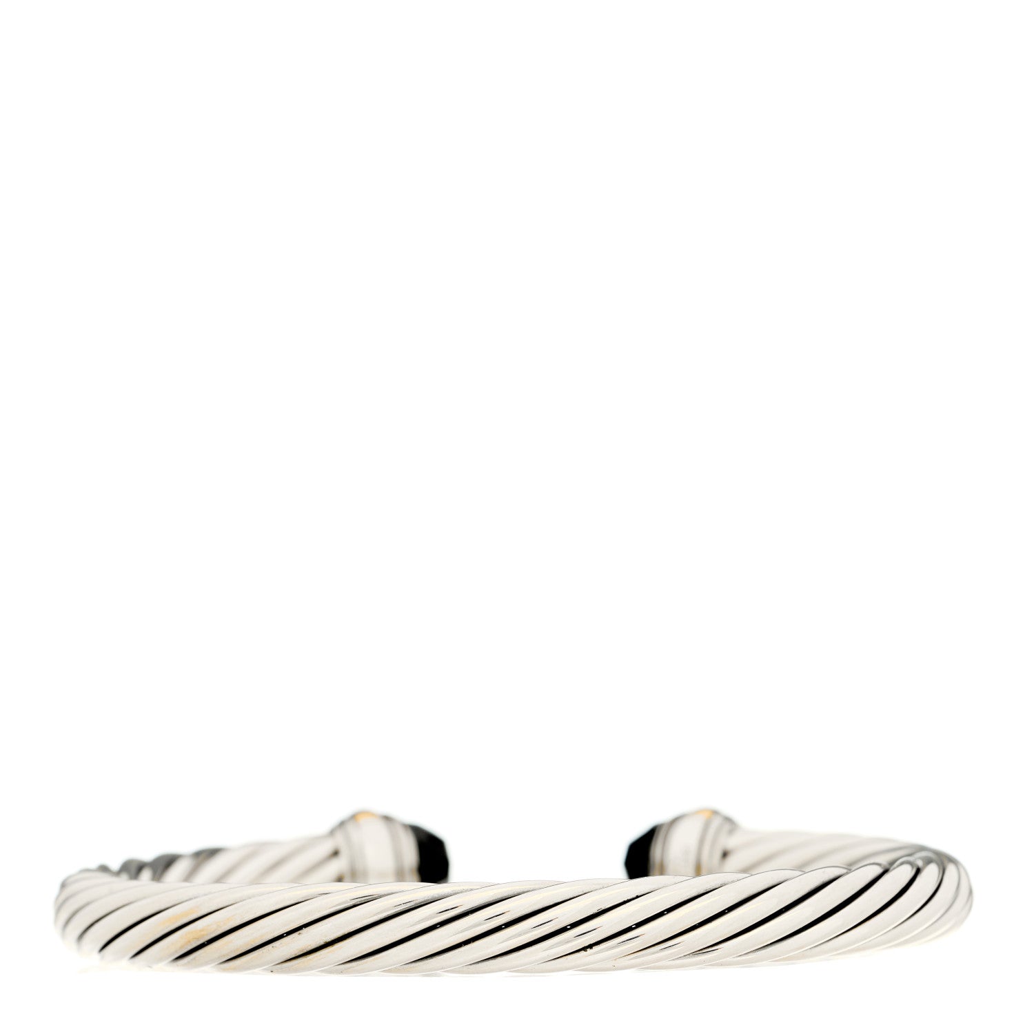 David Yurman Sterling Silver 14K Yellow Gold Black Onyx 7mm Cable Classics Bracelet 2 of 3