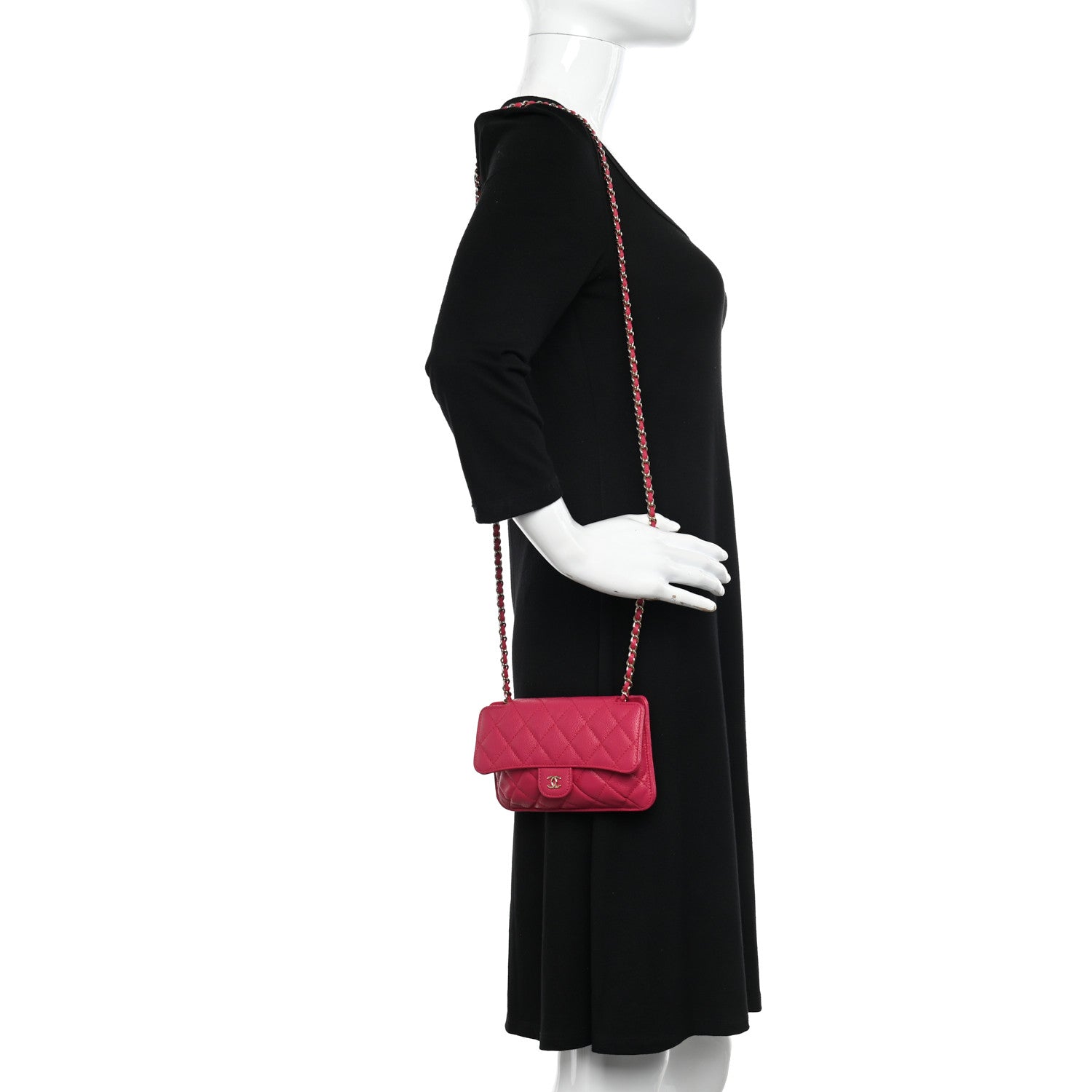 Chanel Caviar Fabric Quilted Foldable Tote With Chain Pink Multicolor 2 of 18