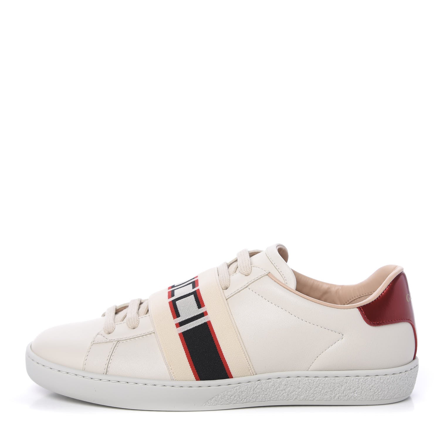 Gucci Calfskin Stripe Womens New Ace Sneakers 36 New Mystic White Ecru Red Flame 1 of 10