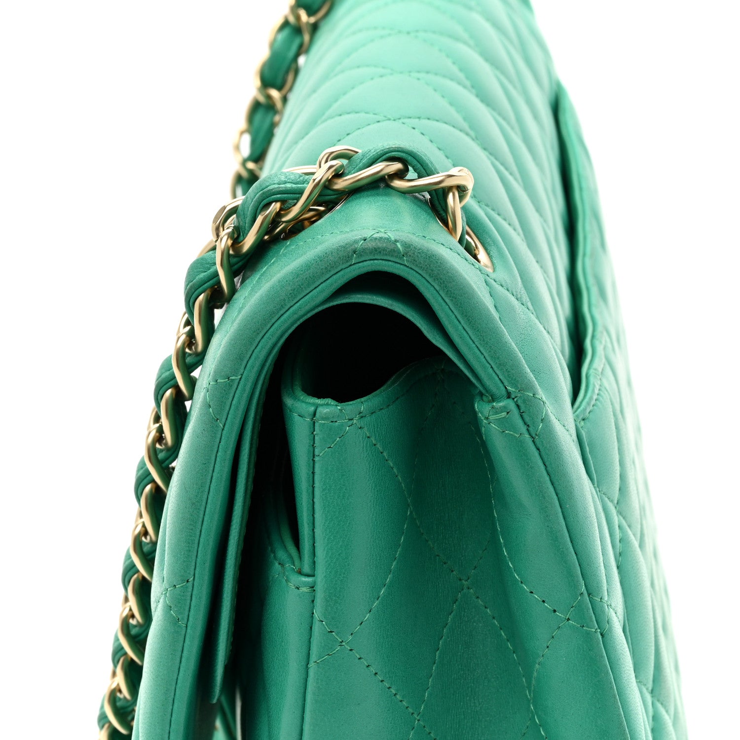 Chanel Lambskin Quilted Maxi Double Flap Green 20 of 20