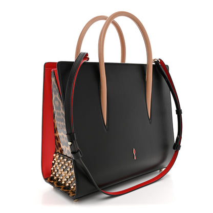 Christian Louboutin Calfskin Patent Leopard Spiked Medium Paloma Black 3 of 12