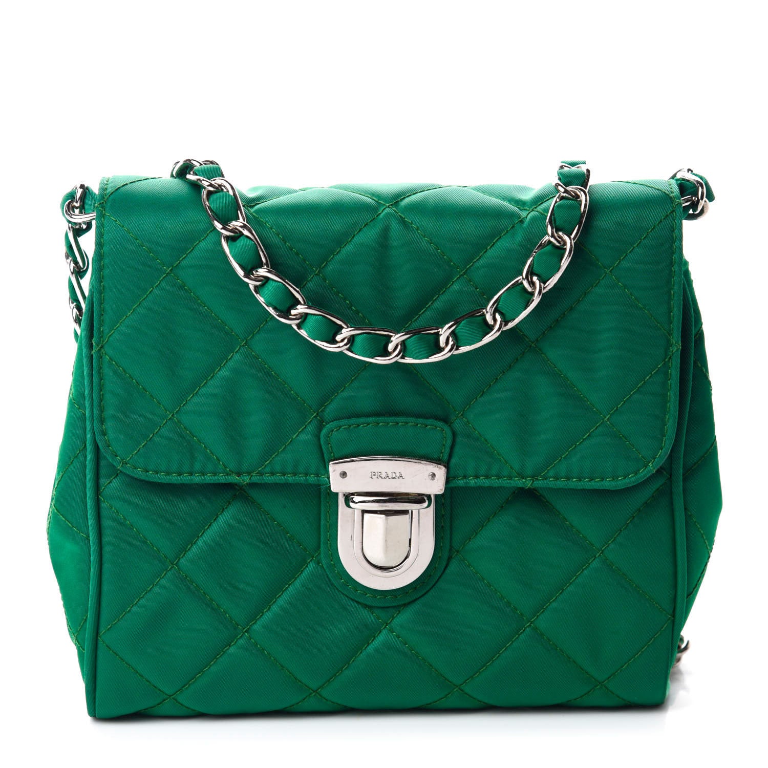 Prada Nylon Tessuto Impuntu Quilted Flap Oleandro 1 of 10
