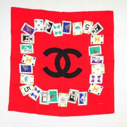 Chanel Silk Iconic Symbol Cards Scarf Red 2 of 3