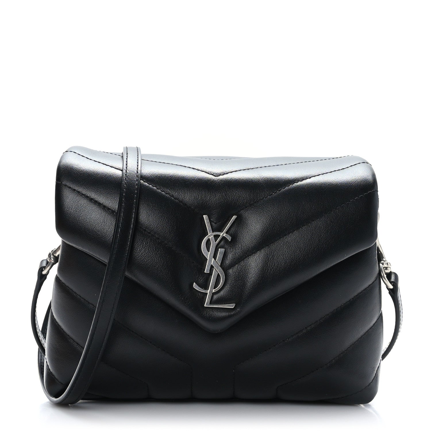 Saint Laurent Calfskin Y Quilted Monogram Toy Loulou Crossbody Bag Black 1 of 10