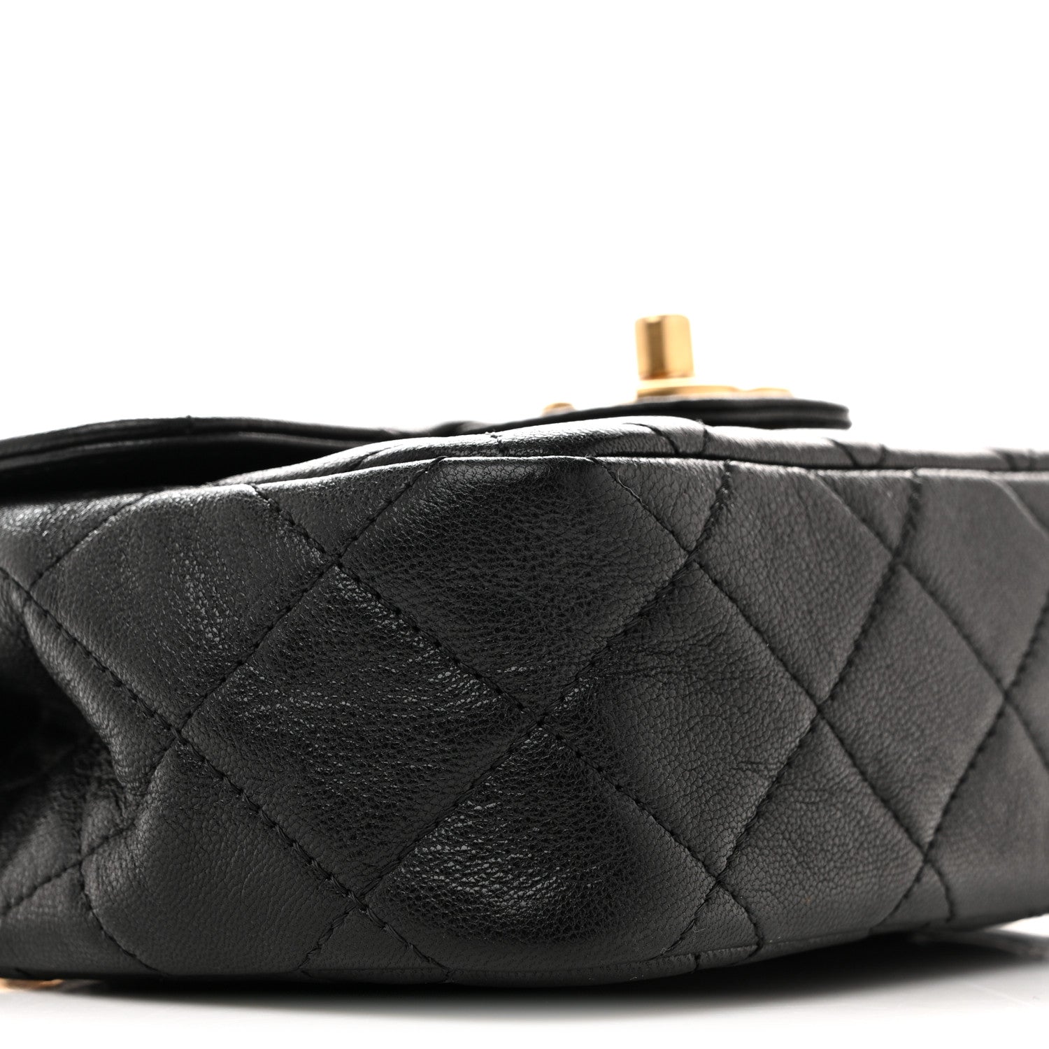 Chanel Shiny Goatskin Quilted Mini Chain Strap Flap Black 16 of 21