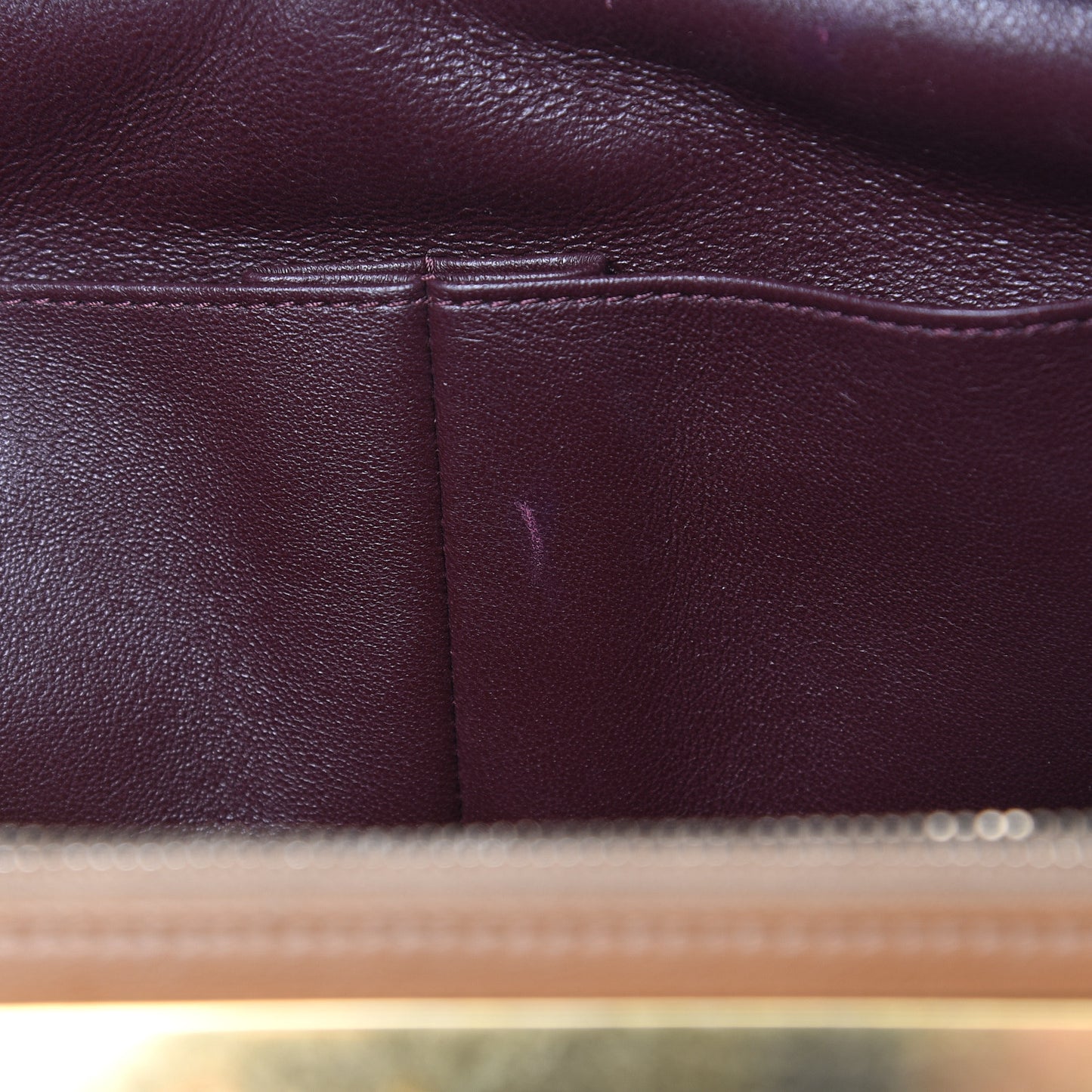 Lambskin Quilted Medium Trendy CC Bowling Bag Camel