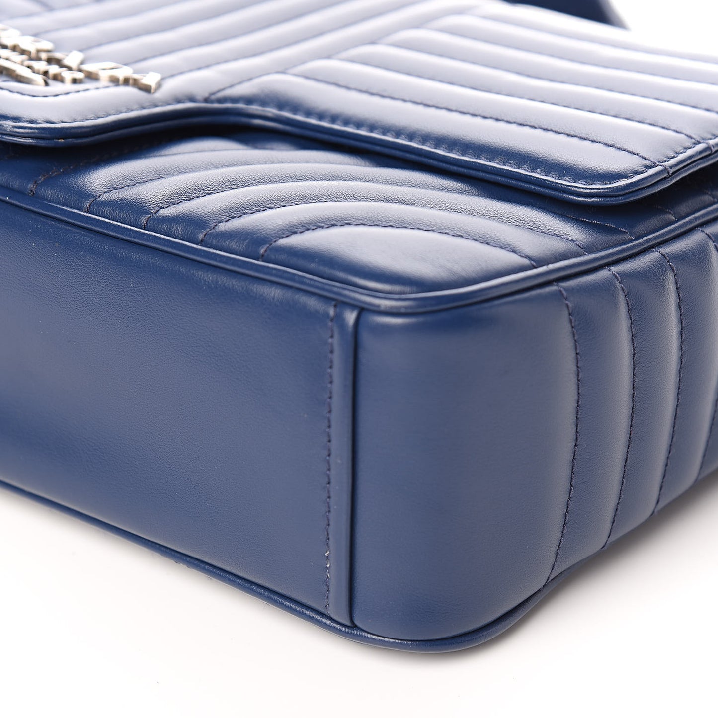 Soft Calfskin Impunture Diagramme Large Chain Flap Shoulder Bag Bluette