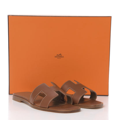 Hermes Box Calfskin Oran Sandals 35 Gold 10 of 10