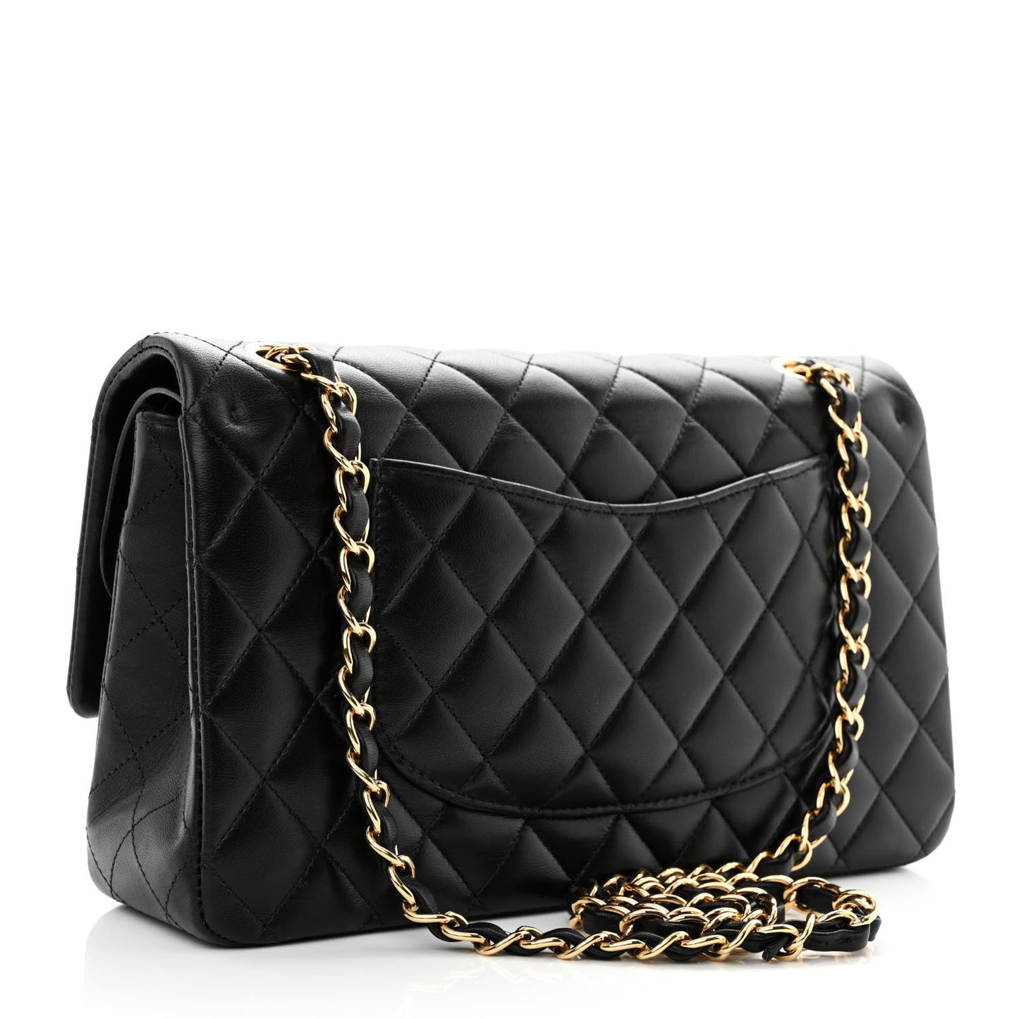 Lambskin Quilted Medium Double Flap Black