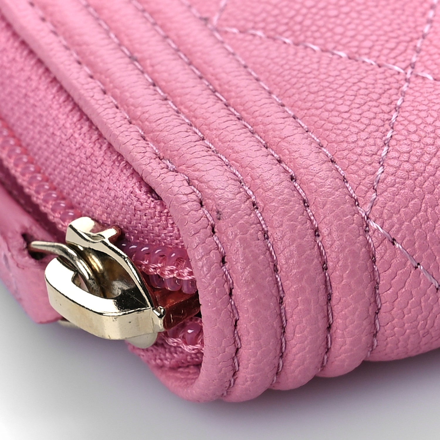 Chanel Caviar Quilted Boy Zip Around Coin Purse Wallet Pink 8 of 10