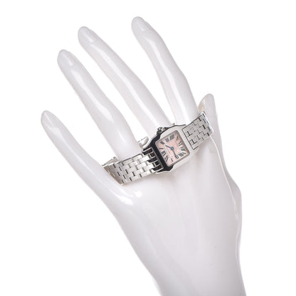 Cartier Stainless Steel Pink Mother of Pearl 20mm Santos Demoiselle Quartz Watch 4 of 7