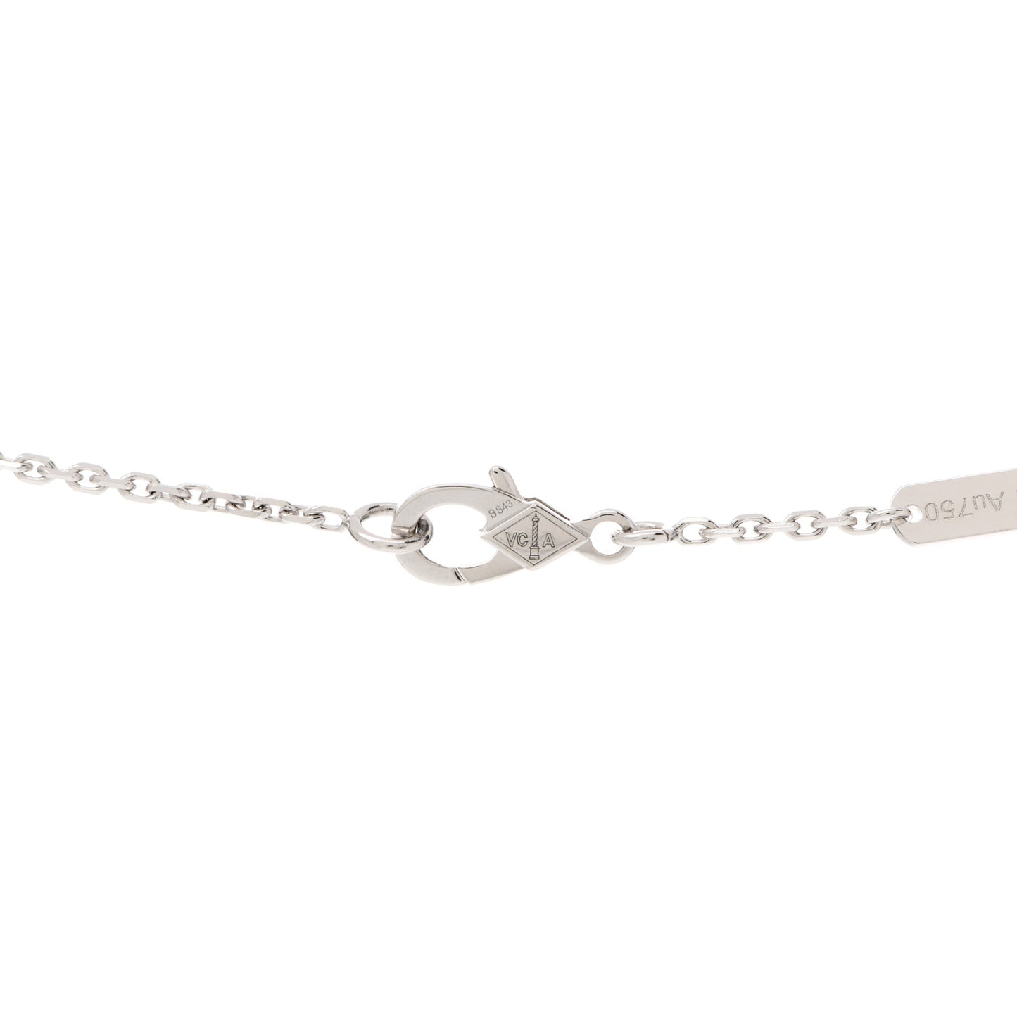 18K White Gold Chalcedony Vintage Alhambra Pendant Necklace