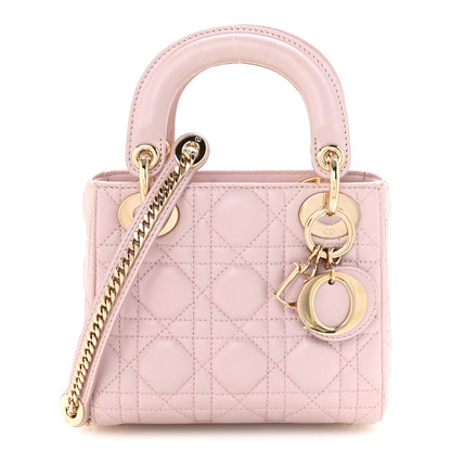 Christian Dior Metallic Lambskin Cannage Mini Lady Dior Lotus 1 of 9