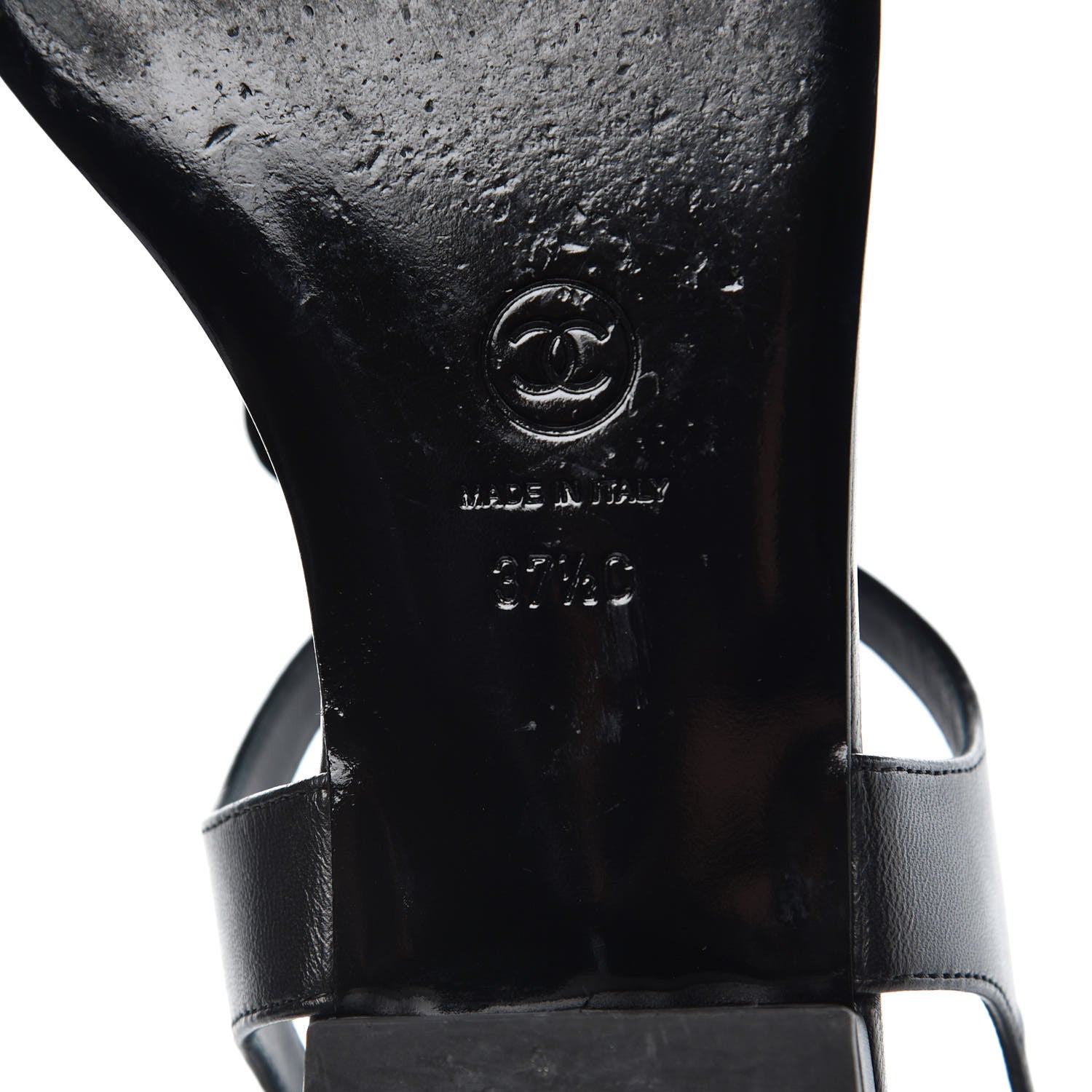 Chanel Lambskin Camellia Thong Sandals 37.5 Black 6 of 11