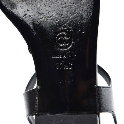 Chanel Lambskin Camellia Thong Sandals 37.5 Black 6 of 11