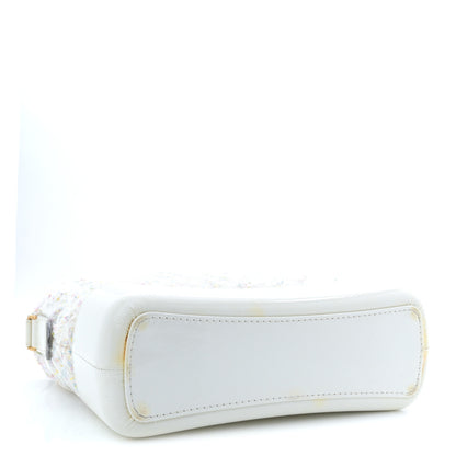 Chanel Tweed PVC Patent Chevron Quilted Medium Gabrielle Hobo White 4 of 11