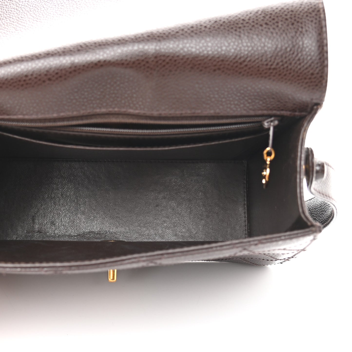 Caviar Flap Shoulder Bag Brown