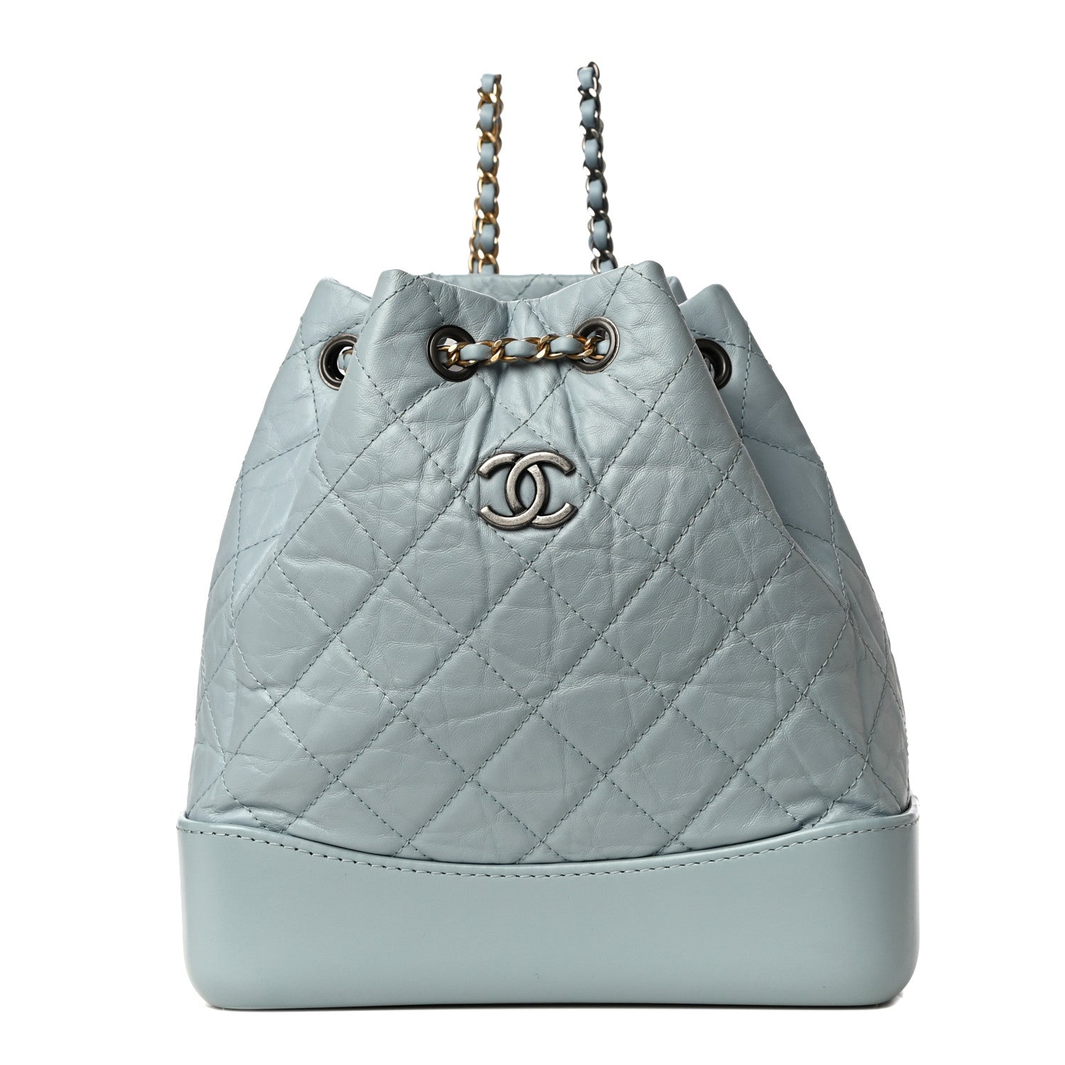 Chanel Aged Calfskin Quilted Small Gabrielle Backpack Light Blue 1 of 10