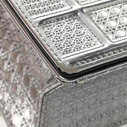 Christian Dior Metallic Patent Micro-Cannage Small Diorama Flap Bag Silver 17 of 21