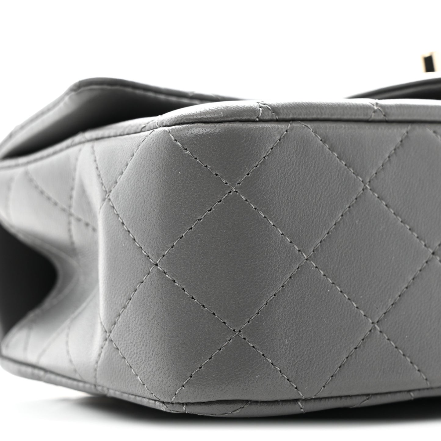 Lambskin Quilted Mini Top Handle Rectangular Flap Dark Grey