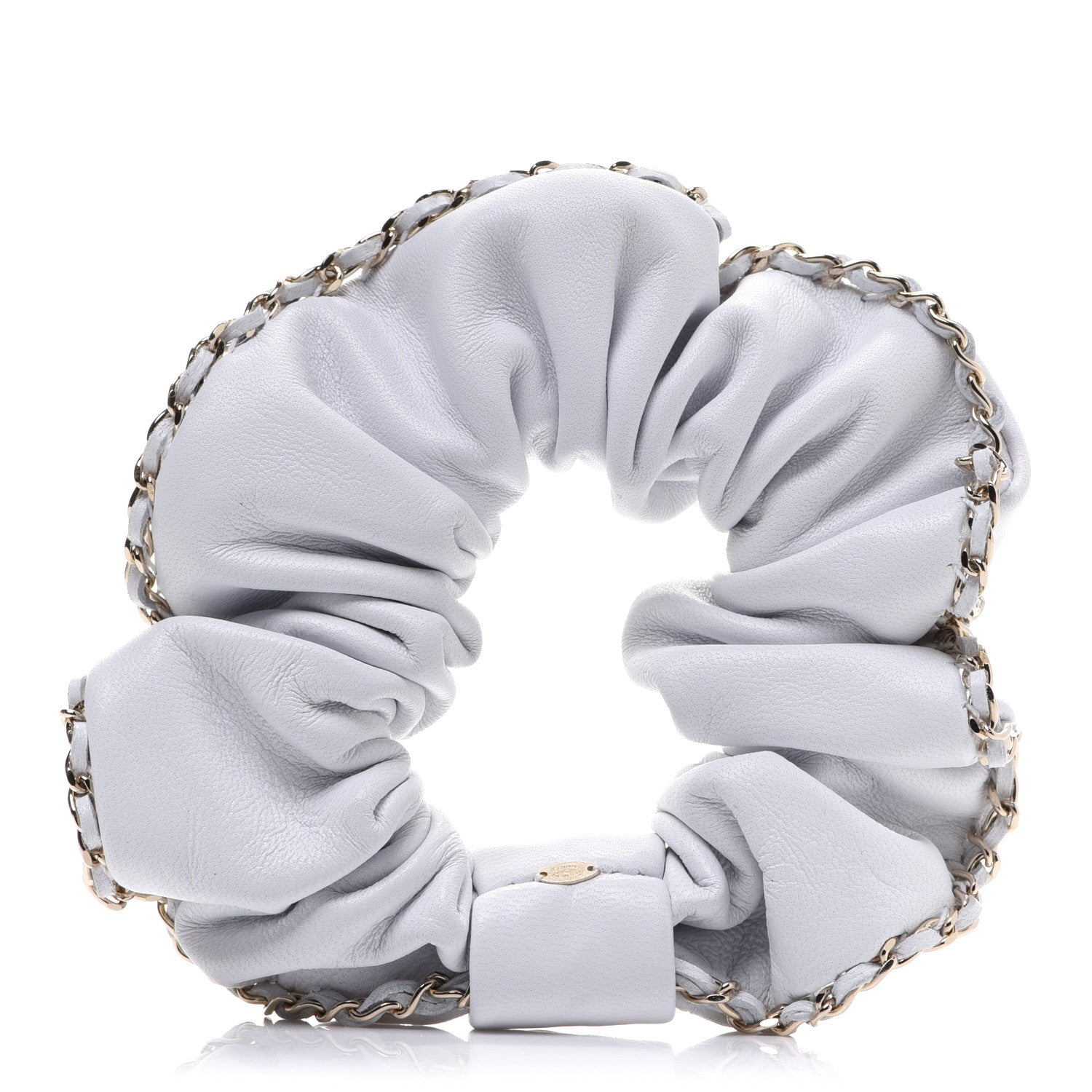 Chanel Lambskin Chain CC Hair Scrunchie White Gold 3 of 5