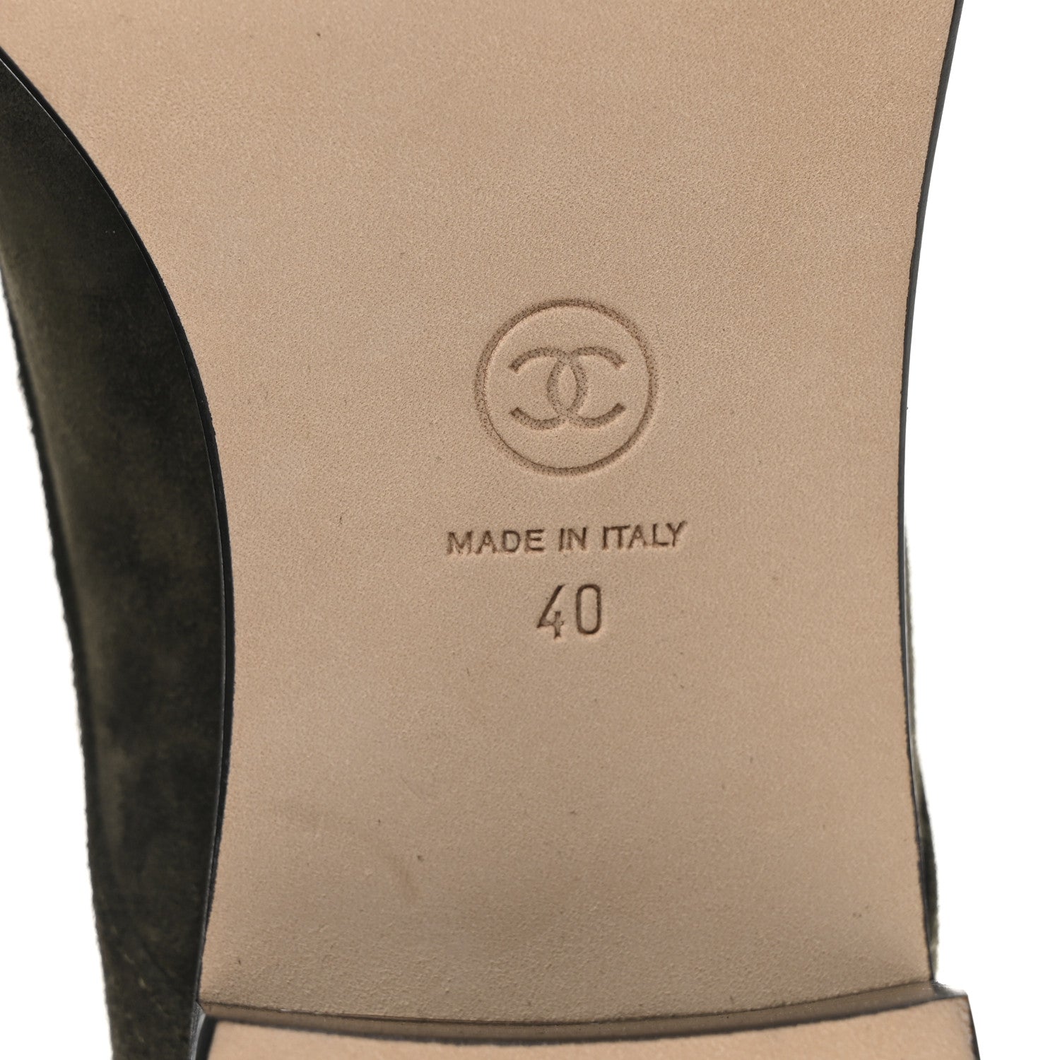 Chanel Suede Patent Cap Toe CC Boots 40 Khaki 7 of 9