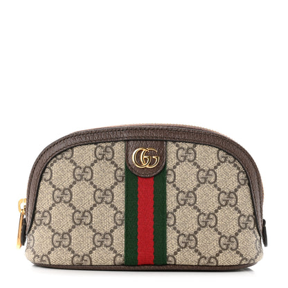 Gucci GG Supreme Monogram Textured Calfskin Web Medium Ophidia Cosmetic Case Beige Ebony New Acero 1 of 8