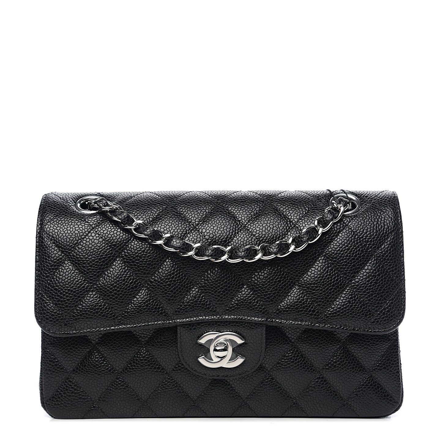 Caviar Quilted Small Double Flap Black