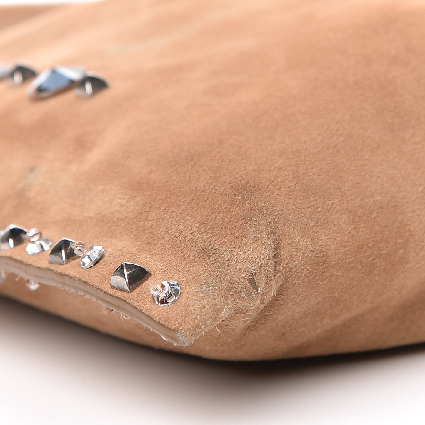 Suede Studded Crystal Bag Light Brown